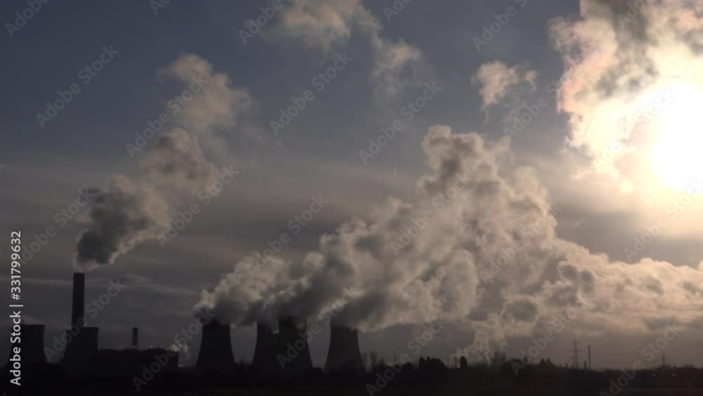 Manchester power station and chimneys with smoke UK 4K Manchester power station and chimneys with smoke UK 4K