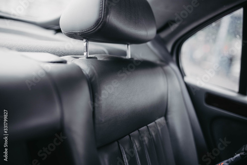 leather interior seats gray business car. © velimir