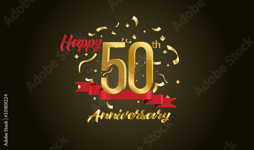 Anniversary celebration background. with the 50th number in gold and with the words golden anniversary celebration.