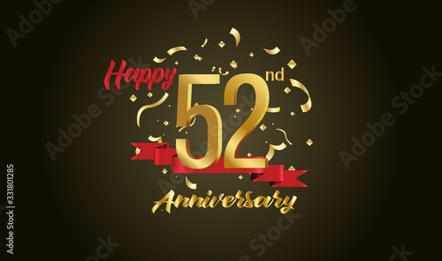 Anniversary celebration background. with the 52nd number in gold and with the words golden anniversary celebration.