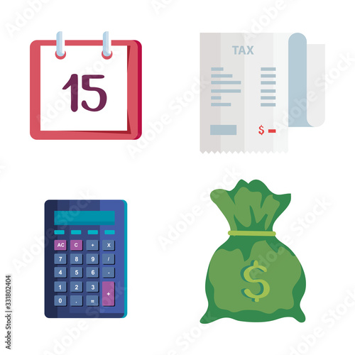 set of tax day icons vector illustration design