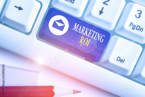 Text sign showing Marketing Roi. Business photo showcasing the contribution to profit attributable to marketing photo