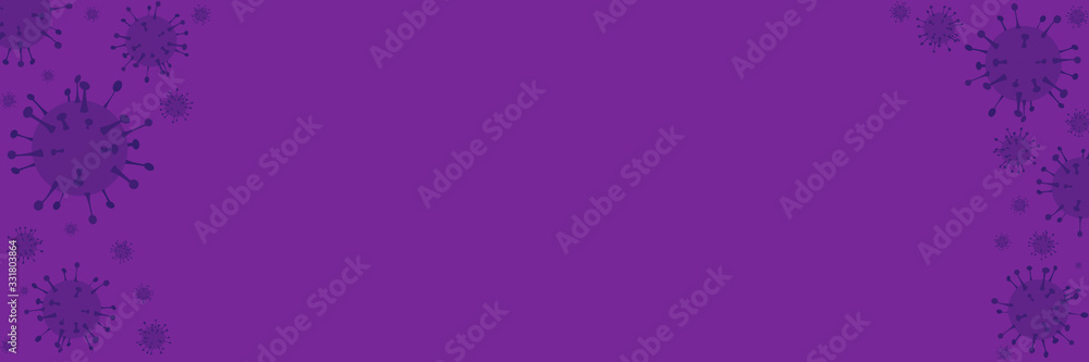 purple virus banner heading, background, panorama, blue with virus shapes room for text and copy space