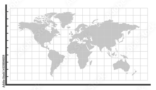 Blank graphic template with world map. vector illustration