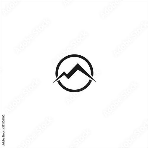Mountain Circle Logo Template Illustration Design Vector, logo letter M mountain