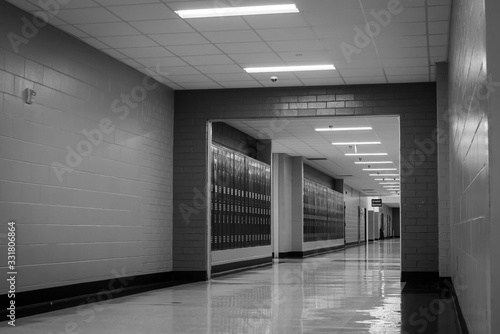 Inside high school hallway