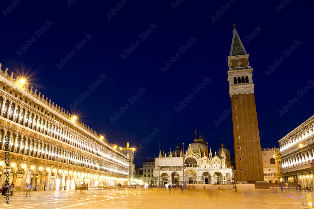 San Marco Square in Venice Italy at night