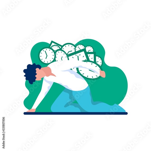 Freelance developer does not have time to cope during. Color vector illustration