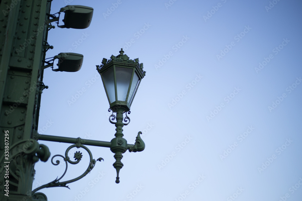 Old european city street lights