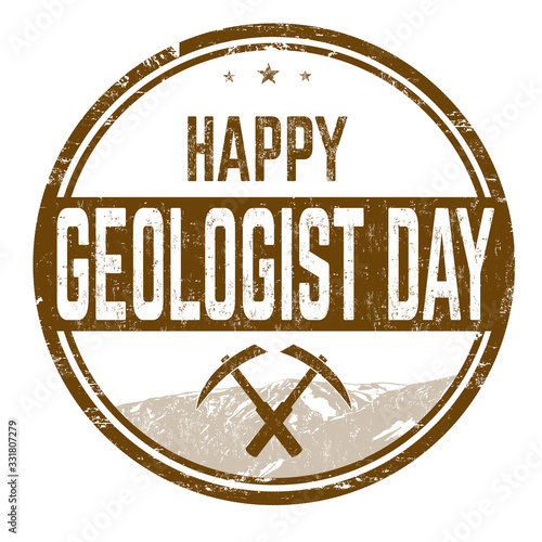 Happy geologist day sign or stamp