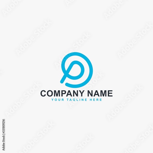 Kidney logo design vector. Letter P line abstract symbol. Monogram P in circle vector icon. Medical care sign.