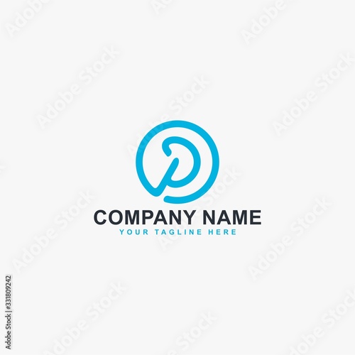 Kidney logo design vector. Letter P line abstract symbol. Monogram P in circle vector icon. Medical care sign.