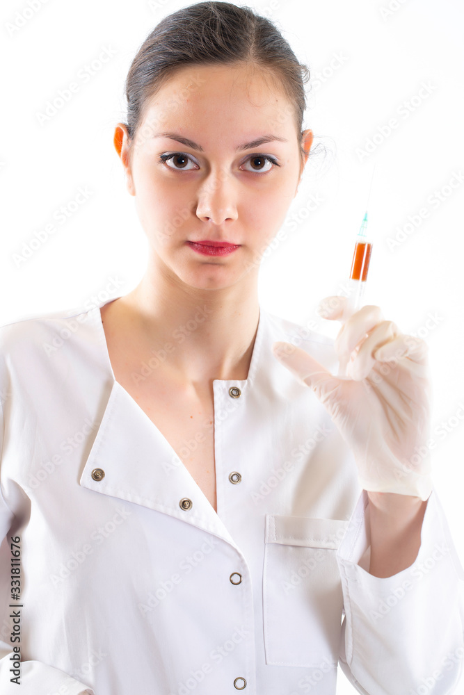 doctor will make woman an injection. selective focus doctor will make woman an injection. selective focus