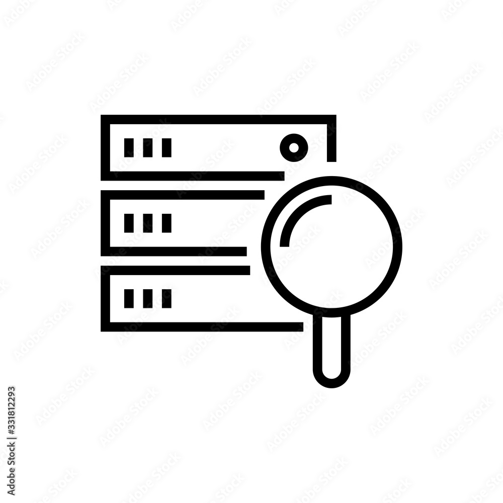 Server Search Vector Icon Line Illustration Server Search Vector Icon Line Illustration