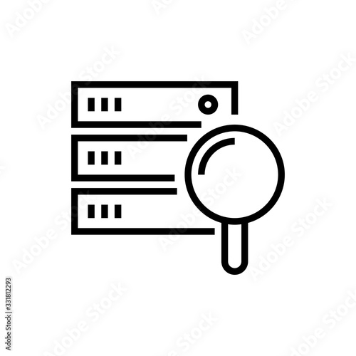 Server Search Vector Icon Line Illustration