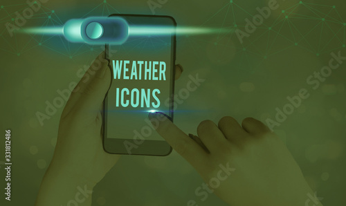 Text sign showing Weather Icons. Business photo text Plotted on a synoptic chart used for weather forecasting photo