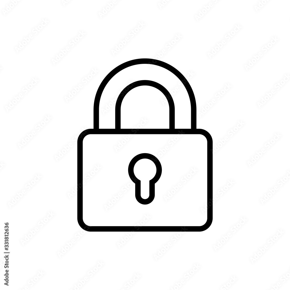 Padlock Vector Icon Line Illustration Padlock Vector Icon Line Illustration