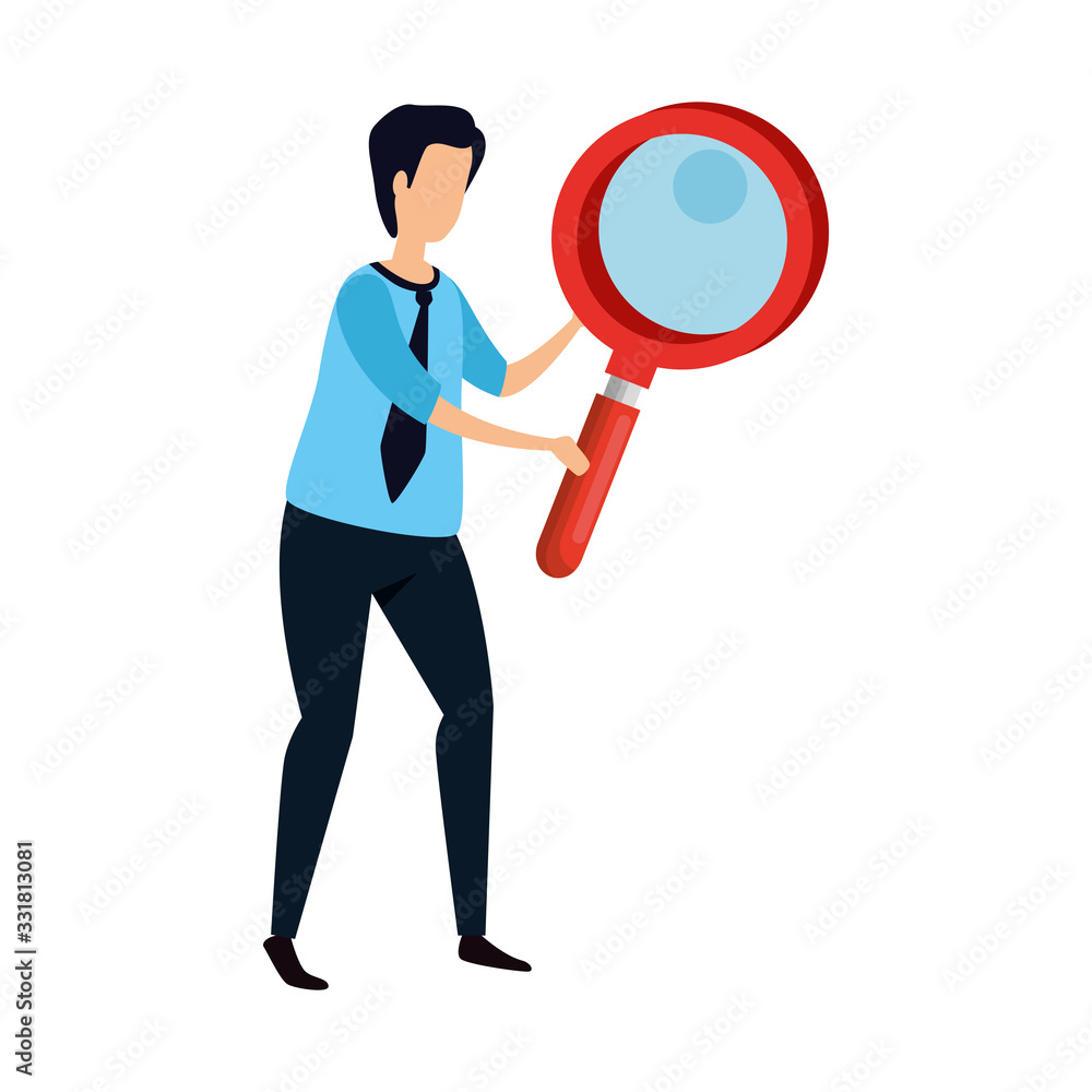man with magnifying glass instrument isolated icon vector illustration design man with magnifying glass instrument isolated icon vector illustration design