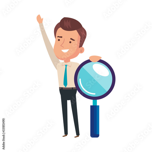 magnifying glass with businessman isolated icon vector illustration design