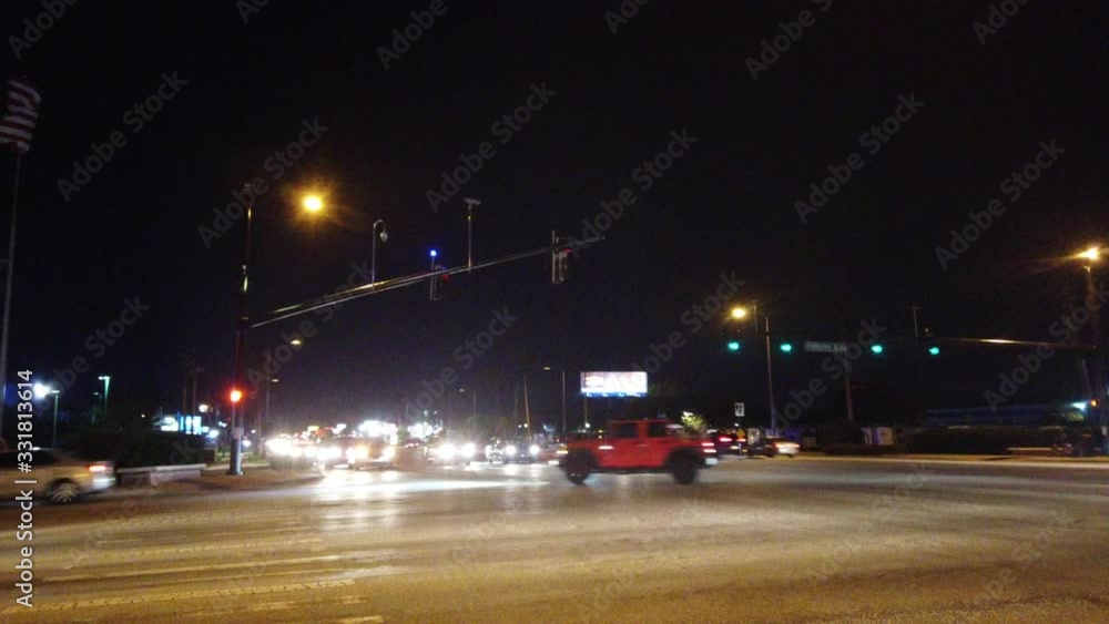 Right To Left Slow Pan Of Traffic At Intersection Usa At Night Right To Left Slow Pan Of Traffic At Intersection Usa At Night