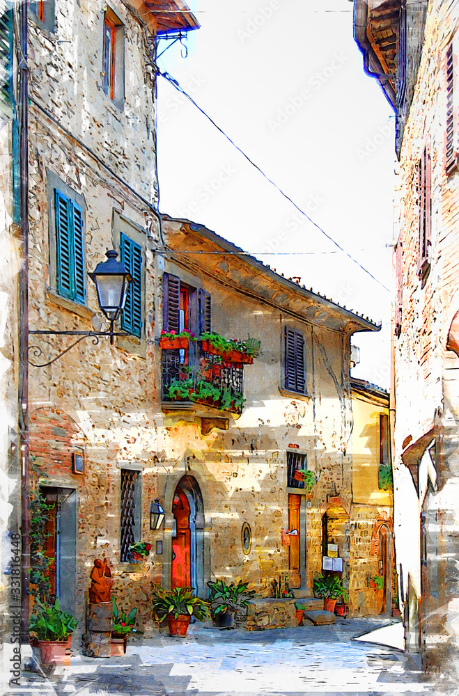 Montefioralle, one of the most beautiful villages of Tuscany, Italy