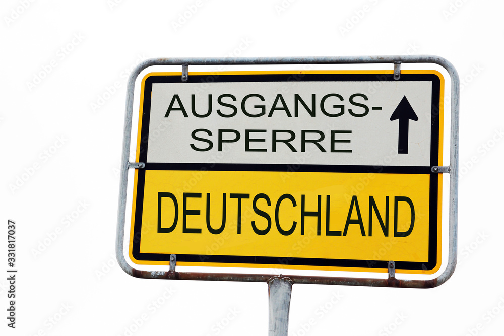 Schild mit Deutschland verhängt Ausgangssperre