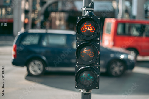 Traffic light for cyclists in the city