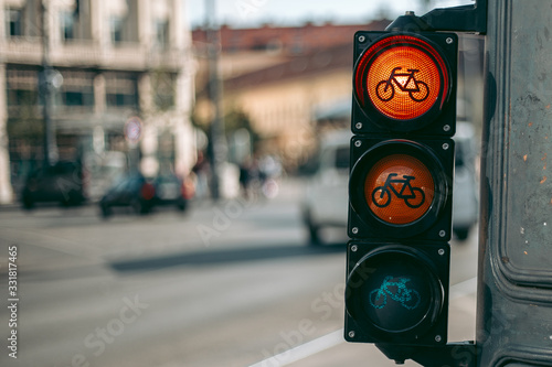 Traffic light for cyclists in the city