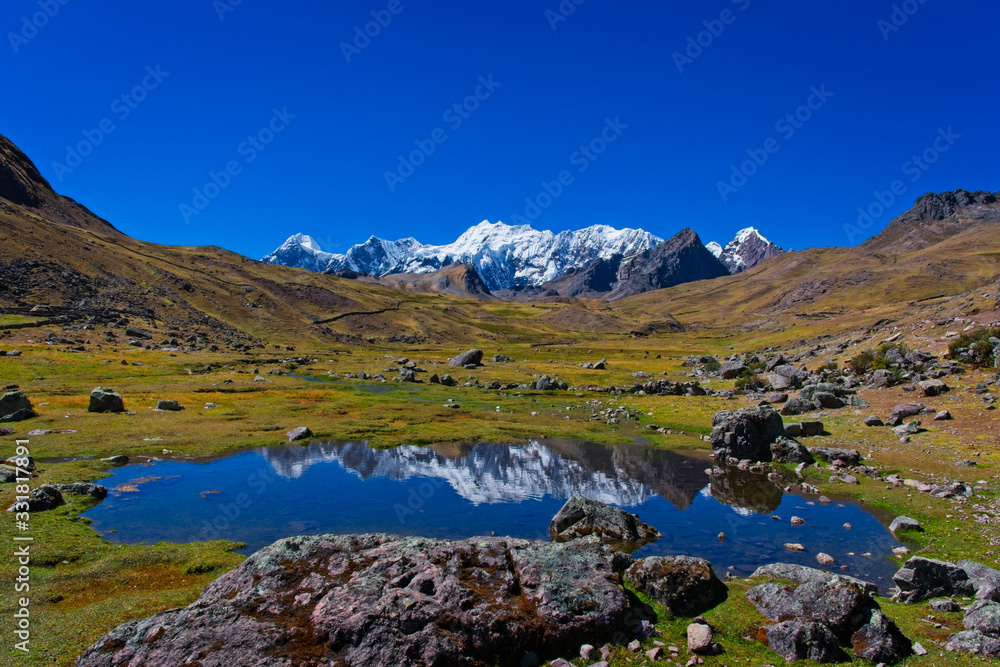 A view of one of Ausangate's mountain lagoon