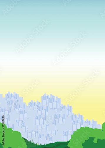 Flat Illustration. Awesome city view in sunny day on valley cottage  Zurich. Enjoy the travel. Around the world. Quality vector poster. Switzerland.