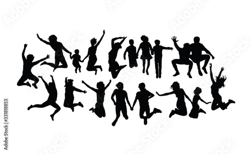 Happy Jumping People Silhouettes  art vector design