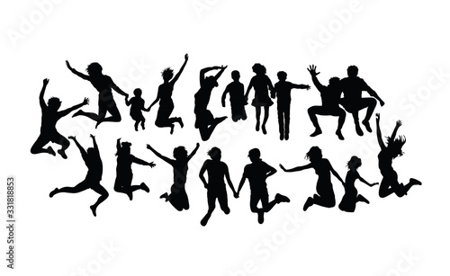 Wallpaper Mural Happy Jumping People Silhouettes, art vector design Torontodigital.ca