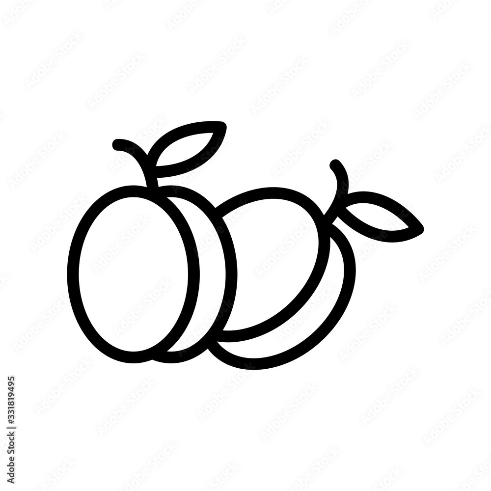 plum fruit icon vector. plum fruit sign. isolated contour symbol