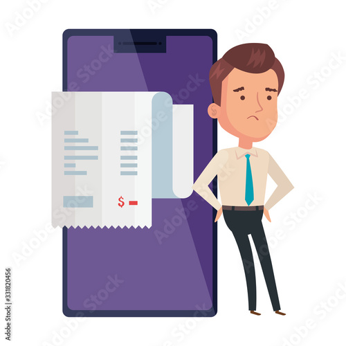 businessman and paper voucher with smartphone vector illustration design © Gstudio