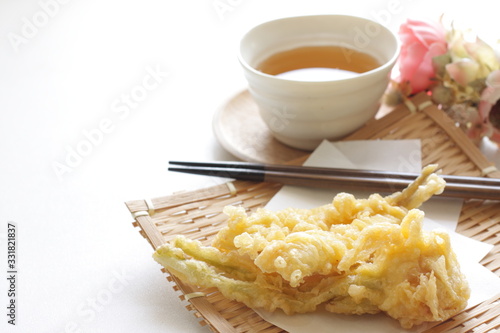 Japanese food, white fish tempura deep fried seafood