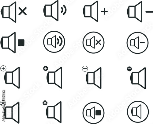 Audio icons, sound volume indicador