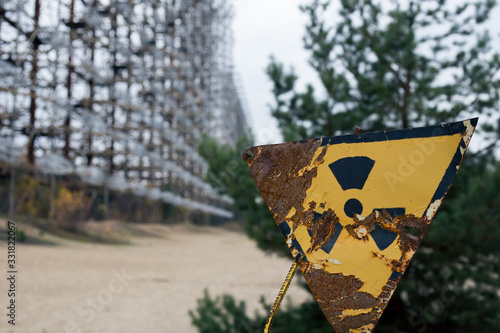 Pripyat radiation warning sign in Chernobyl photo