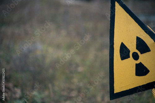 Pripyat radiation warning sign in Chernobyl