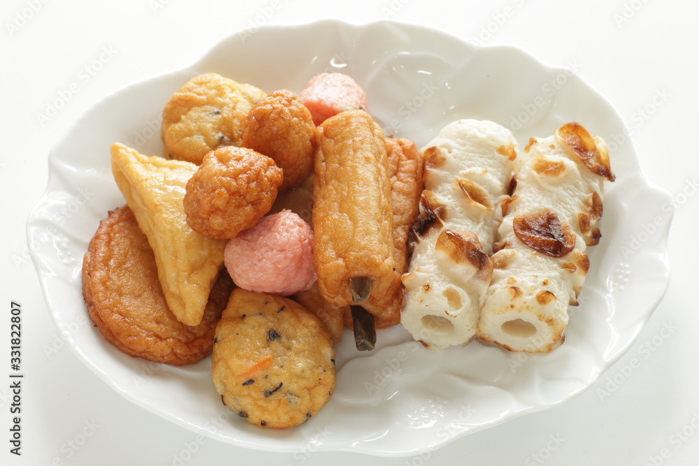 Japanese food, assorted fish cake and fish ball for Oden cooking Japanese food, assorted fish cake and fish ball for Oden cooking