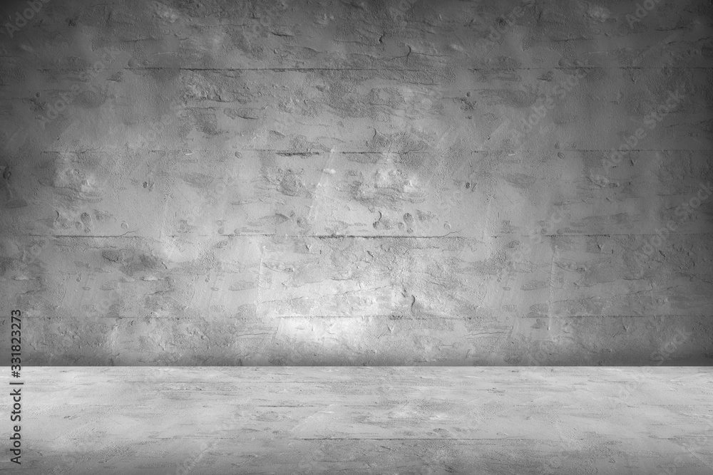 Concrete Wall Background Scene Dark Empty Room with Cement Floor with space for text or image - obrazy, fototapety, plakaty 