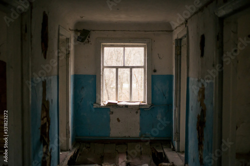 Old ruined house in Pripyat in Chernobyl