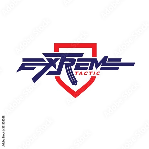Extreme Tactic wordmark in rifle shape design
