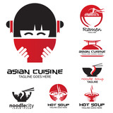 Asian cuisine logo set