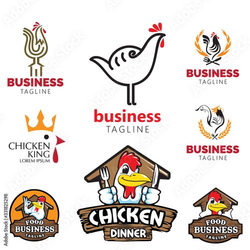 Chicken theme logo set food business