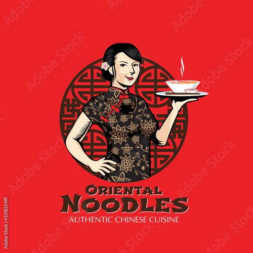 Chinese Lady and  Oriental Noodles