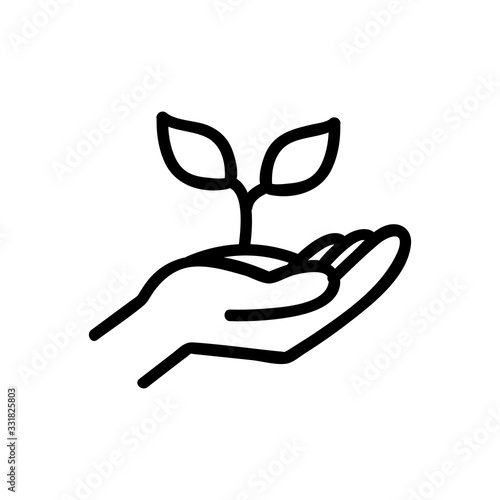 hand plant icon vector. hand plant sign. isolated contour symbol illustration