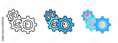 Business Strategy with operations icon set isolated on white background for web design