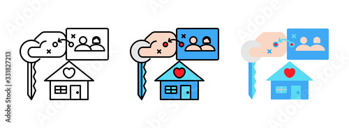 Business Strategy with house buying plan icon set isolated on white background for web design