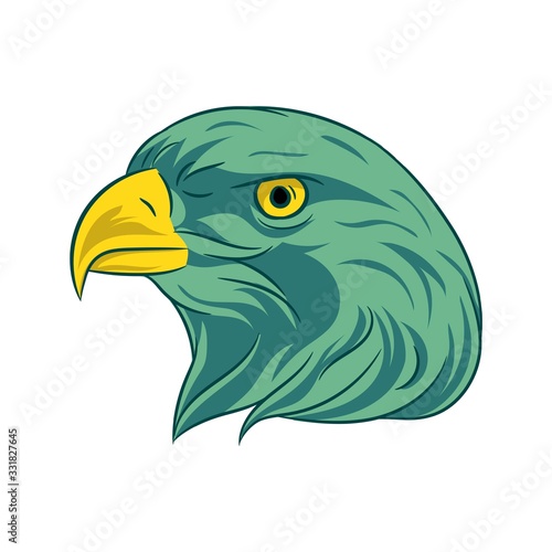 Green eagle head vector illustration