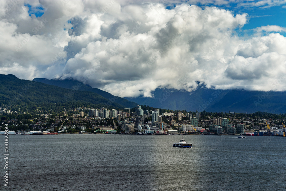 Beautiful cloudy summer day at the waterfront, Vancouver, BC, Canada